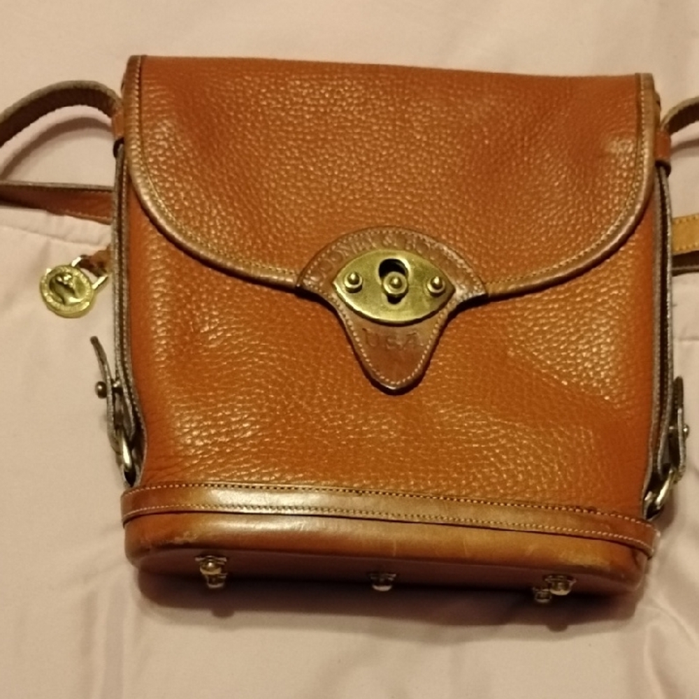 Dooney & Bourke Brown Leather Crossbody Bag with Turnlock Closure